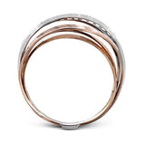 Rose Gold Color Silver Color Hyperbole Metal Interlaced Paved AAA+ Cubic Zirconia Diamonds Ring - The Jewellery Supermarket