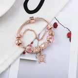 Rose Golden Multiple Charms and Beads Fine Charm Bracelets - The Jewellery Supermarket