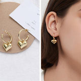 S925 Metallic Gold Colour Heart-shaped Stud Metallic Earrings - The Jewellery Supermarket