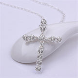Silver Charms Noble  Fashion Jewelry - Classic Cross Crystal Necklace