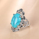 Silver Color Ethnic Vintage Big Crystal Natural Stone Ring - The Jewellery Supermarket