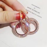 Silver Color or Gold colour Hoop Luxury Crystal Round Earrings - The Jewellery Supermarket