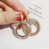 Silver Color or Gold colour Hoop Luxury Crystal Round Earrings - The Jewellery Supermarket