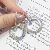 Silver Color or Gold colour Hoop Luxury Crystal Round Earrings - The Jewellery Supermarket