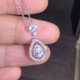 Silver Cute/Romantic Water Drop Simulated Diamond Necklace Pendant for Women