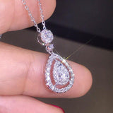 Silver Cute/Romantic Water Drop Simulated Diamond Necklace Pendant for Women - The Jewellery Supermarket