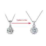 Silver Snowflake VVS1 Clarity Moissanite Diamond White Gold Plated Necklace Pendant - The Jewellery Supermarket