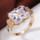 Simple and Elegant Design Gold Color Dazzling AAA+ Cubic Zirconia Diamonds Ring - The Jewellery Supermarket