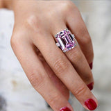 Simple Shiny Big Rectangle AAA+ Cubic Zirconia White/Pink Diamonds Top Quality Ring - The Jewellery Supermarket