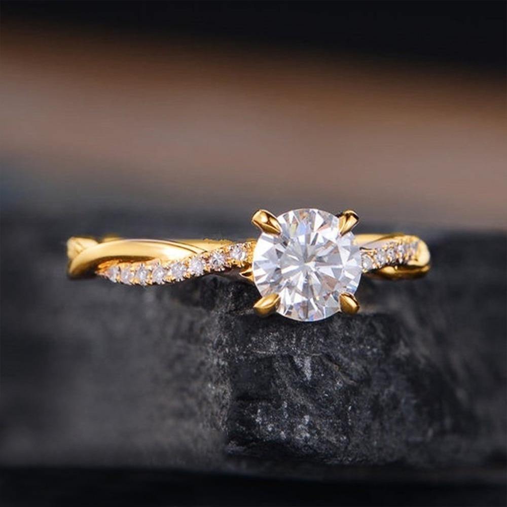 Simple Stylish Brilliant AAA+ Cubic Zirconia Diamonds Delicate Engagement Proposal Ring - The Jewellery Supermarket
