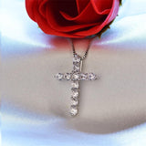 Splendid 11pcs Simulated Diamond Cross 925 Sterling Silver Choker Necklace - The Jewellery Supermarket