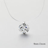 Splendid 925 Sterling Silver AAA Cubic Zirconia Diamond Pendant Choker Necklace
