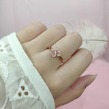 Splendid Sterling Silver 925 Pink Paw Rose Quartz Rings - The Jewellery Supermarket