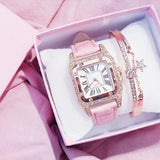 Starry Square Dial CZ Diamond Bracelet Quartz Wristwatch