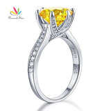 Stunning 3 Carat Yellow Canary Simulated Lab Diamond Silver Promise Engagement Luxury Ring - The Jewellery Supermarket