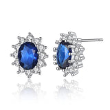 Stunning Blue or Red Oval Zircon Stud Earrings - Best Online Prices
