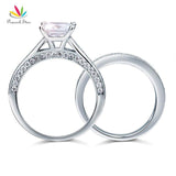 Superb 1.5 Ct Princess Cut Simulated Lab Diamond Silver Wedding Engagement Ring Set - The Jewellery Supermarket