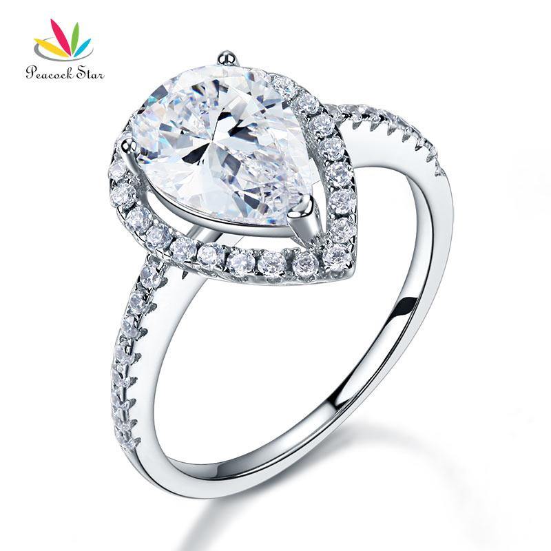 Superb 2 Ct Pear Cut Simulated Lab Diamond Silver Promise Anniversary Engagement Ring - The Jewellery Supermarket