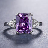 Superb 925 Silver Square Shaped Sapphire Emerald Amethyst Gemstones Rings - The Jewellery Supermarket