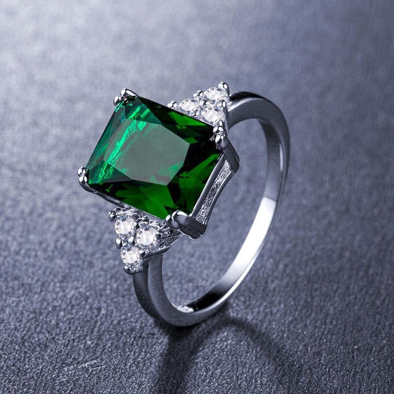 Superb 925 Silver Square Shaped Sapphire Emerald Amethyst Gemstones Rings - The Jewellery Supermarket