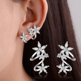 Superb 925 Sterling Silver CZ Zircon Crystals Butterfly Star Flower Stud Earring