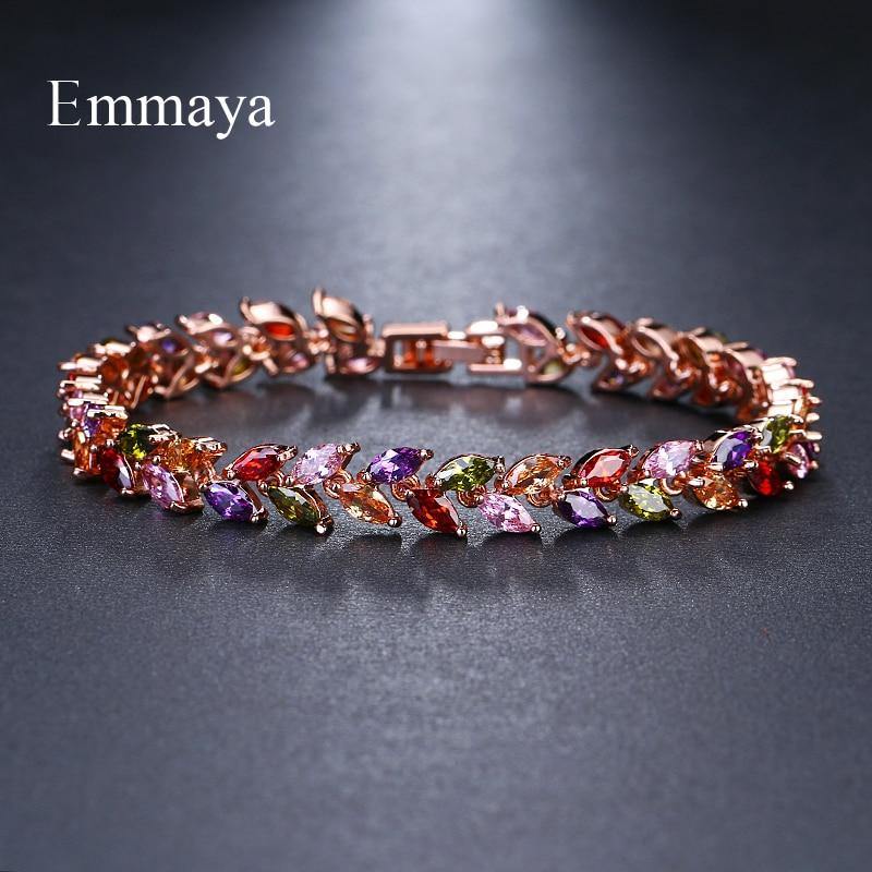 Superb AAA+ Cubic Zirconia Diamonds Four Colors Leaf Jewellery Bracelet - The Jewellery Supermarket