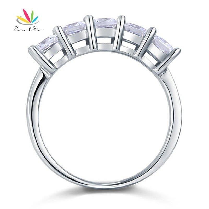 Superb Princess Cut Five Stone 1.25 Ct Simulated Lab Diamond Silver Luxury Ring - The Jewellery Supermarket