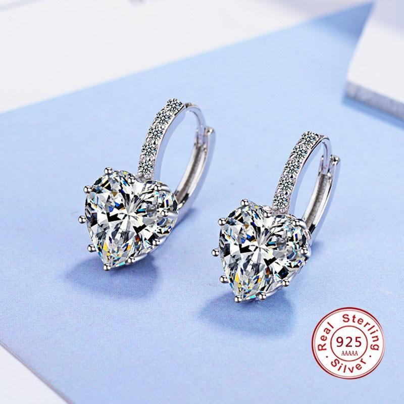 Superb Sterling Silver AAA Cubic Zirconia Diamonds and Crystals Heart Earrings - The Jewellery Supermarket
