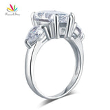 Terrific Pear Cut 4 Carat Simulated Lab Diamond Silver Three-Stone Pageant Luxury Ring - The Jewellery Supermarket