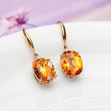 Timeless Design Delicate Natural Citrine 14K Yellow GP Drop Luxury Earrings - The Jewellery Supermarket