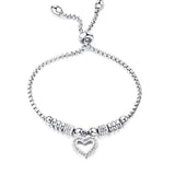 Titanium Stainless Steel Mosaic Crystal Heart Charm Rose Gold Bracelet - The Jewellery Supermarket