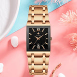 Top Brand Design Rose Gold Colour Luxury Fashion Square Ladies Watches For Women - The Jewellery Supermarket