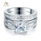 Tremendous 1.5 Ct Princess Cut Simulated Lab Diamond Silver 3-Pcs Luxuryl Ring Set - The Jewellery Supermarket