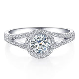 Trendy 925 Silver Round AAA+ Cubic Zirconia Diamonds Engagement Ring - The Jewellery Supermarket