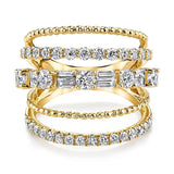 Trendy Bohemian Stylish Several Layers With Full Micro Paved AAA+ CZ Diamonds Ring