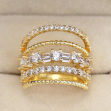 Trendy Bohemian Stylish Several Layers With Full Micro Paved AAA+ CZ Diamonds Ring - The Jewellery Supermarket