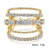 Trendy Bohemian Stylish Several Layers With Full Micro Paved AAA+ CZ Diamonds Ring - The Jewellery Supermarket