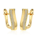 Trendy Crystal Flower Paved AAA+ Cubic Zirconia Gold Color Stud Earrings