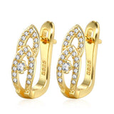 Trendy Flower Paved High Quality AAA+ Cubic Zirconia Diamonds Gold Color Stud Earrings