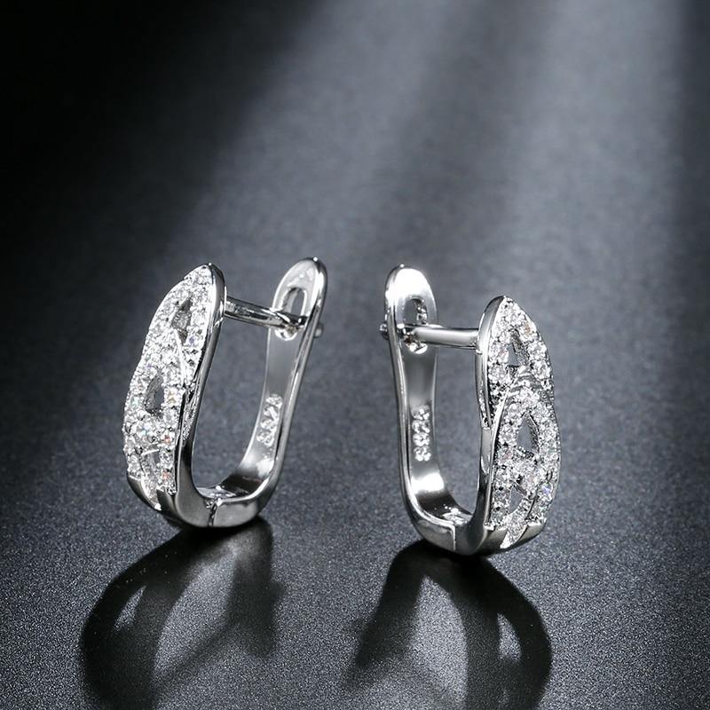 Trendy Flower Paved High Quality AAA+ Cubic Zirconia Diamonds Gold Color Stud Earrings - The Jewellery Supermarket