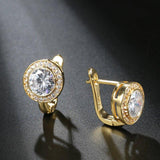 Trendy Round AAA+ White Cubic Zirconia Gold Color Earrings - The Jewellery Supermarket