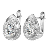 Trendy Water Drop White AAA+ Cubic Zirconia Gem Silver Color Charm Earrings - The Jewellery Supermarket