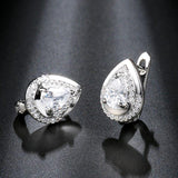 Trendy Water Drop White AAA+ Cubic Zirconia Gem Silver Color Charm Earrings - The Jewellery Supermarket