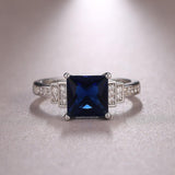 Vintage Design Gracious Luxury Inlaid AAA Zircon Blue Square Crystal Cut Four Claws Ring - The Jewellery Supermarket