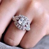 Vintage Gothic Pattern Solitaire AAA+ Cubic Zirconia Diamond Luxury Ring - The Jewellery Supermarket