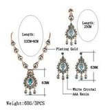 Vintage Look Gold-Color Mosaic Blue Crystal Bracelet Necklace Earrings Set - The Jewellery Supermarket