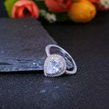 Water Drop Trendy Pear Shaped AAA+ Cubic Zirconia Diamonds Paved Silver Colour Ring - The Jewellery Supermarket