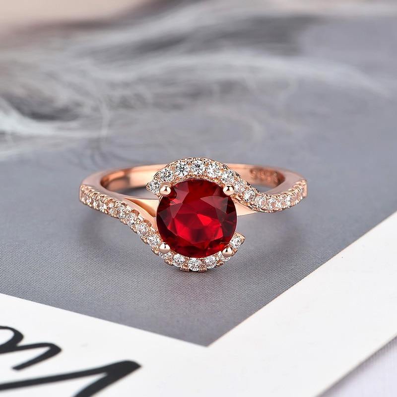 Wonderful 925 Silver Round shaped Lab Created Emerald Ruby Zircon Gemstone Rings - The Jewellery Supermarket