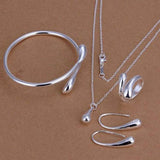 NEW Fashion Women Teardrop Charm 4pcs Necklace Earrings Adjustable Ring Bracelet Jewellery Set  - The Jewellery Supermarket