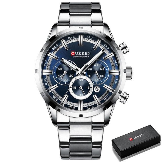 NEW MENS WATCHES - Top Brand Full Steel Waterproof Chronograph Luxury Sports Quartz Watches - The Jewellery Supermarket
